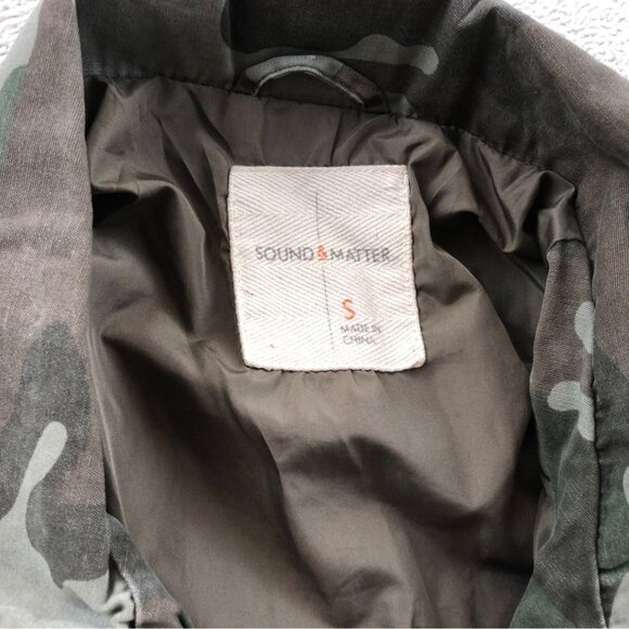 Sound & Matter Women Military Jacket Small Studded Camo Cotton Polyester Utility - Picture 8 of 11